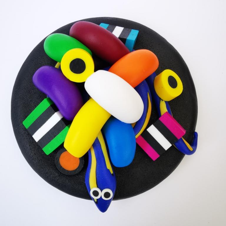 Extra-large glass treat jar hand-decorated in New Zealand, with an air-tight lid decorated with colourful polymer clay licorice allsorts, jelly beans and a blue snake. Perfect for the whole family or as a gift for Nana or Granddad.